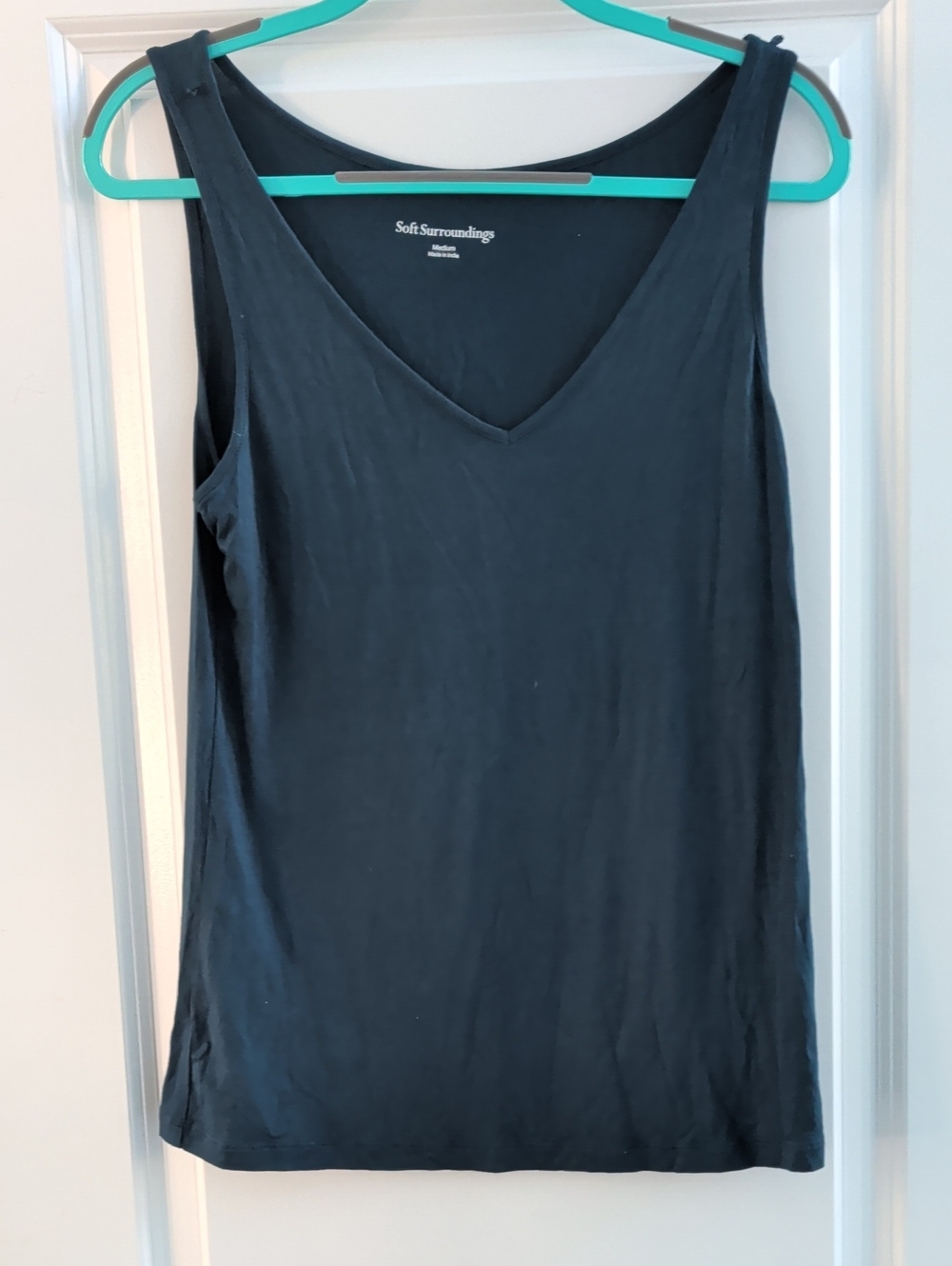 Soft Surroundings Navy Blue V-Neck Tank Top